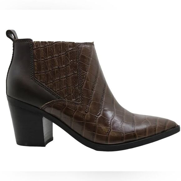 Marc Fisher Brown Faux Croc Ankle Boot 7.5 - Picture 1 of 5